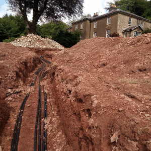 Trenches toward Cilrhiw house