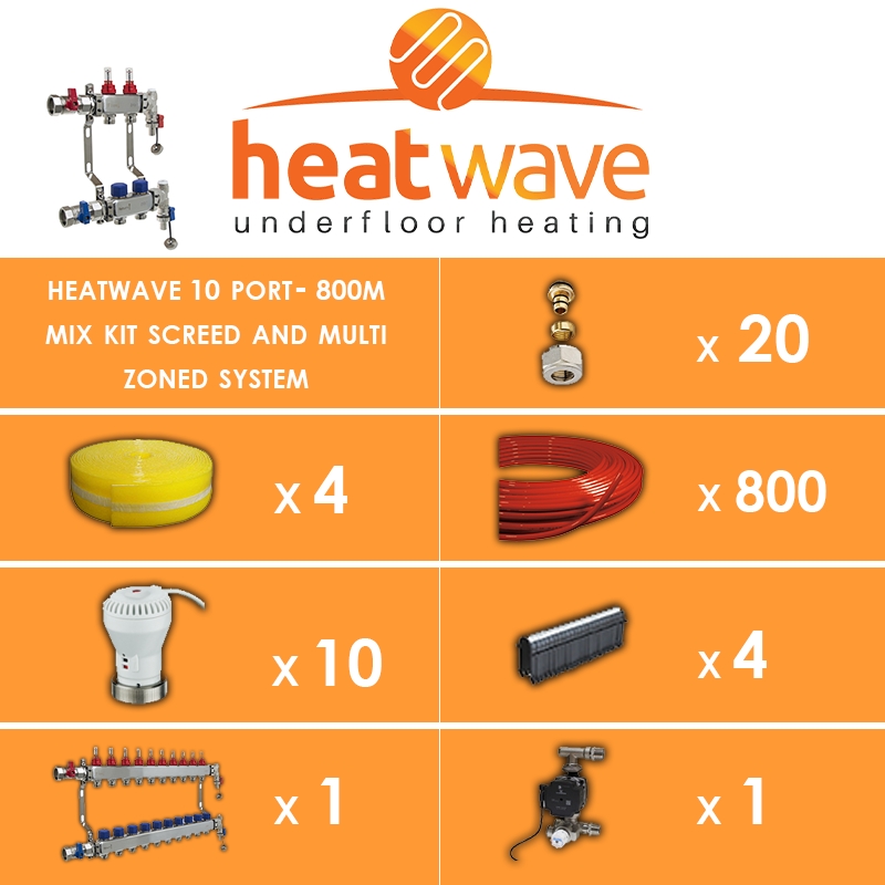 Heatwave 10 Port-800m Mix Kit Screed and Multi Zoned System