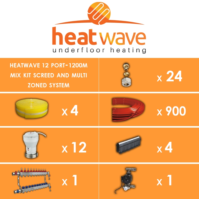 Heatwave 12 Port-900m Mix Kit Screed and Multi Zoned System