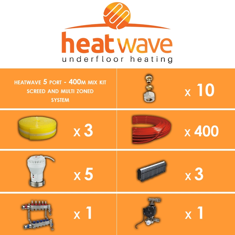 Heatwave 5 Port-400m Mix Kit Screed and Multi Zoned System