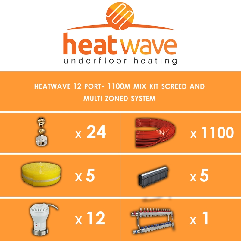Heatwave 12 Port-1100m Kit Screed and Multi Zoned System