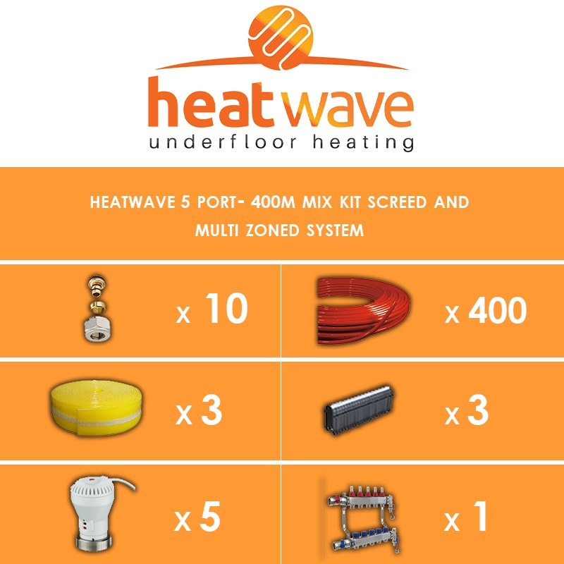 Heatwave 5 Port-400m Kit Screed and Multi Zoned System