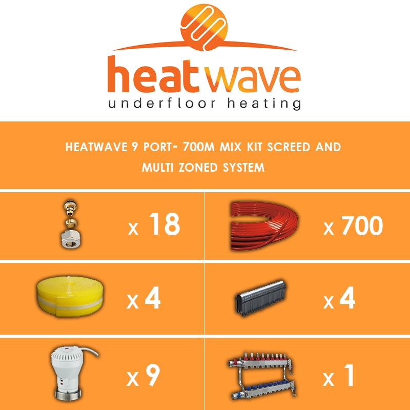 Heatwave 9 Port-700m Kit Screed and Multi Zoned System