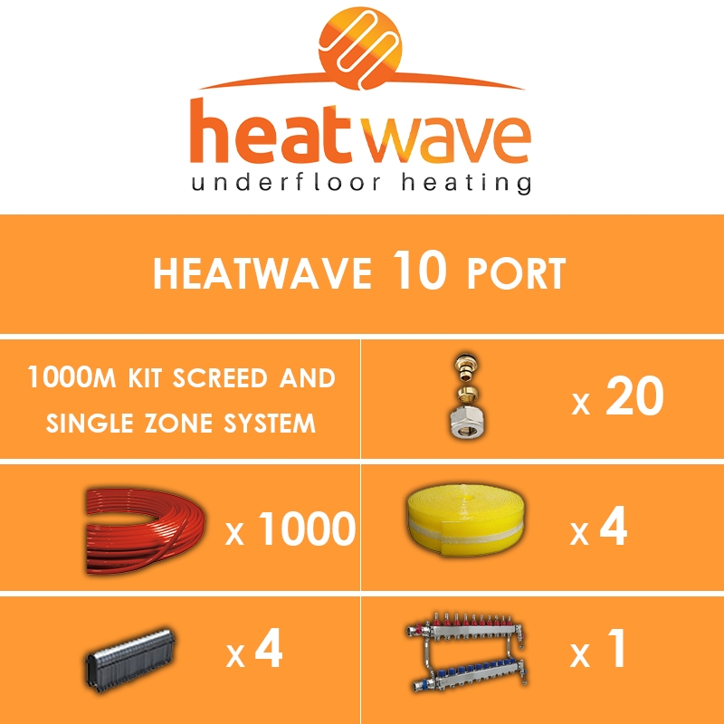 Heatwave 10 Port-1000m Kit Screed and Single Zone System