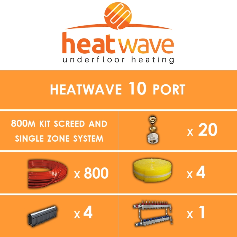 Heatwave 10 Port-800m Kit Screed and Single Zone System