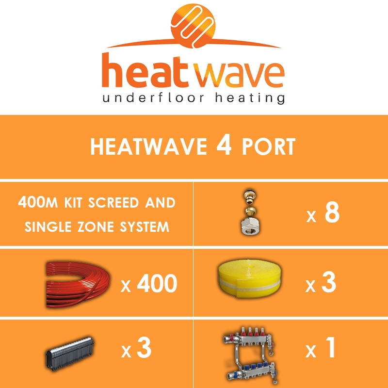 Heatwave 4 Port-400m Kit Screed and Single Zone System
