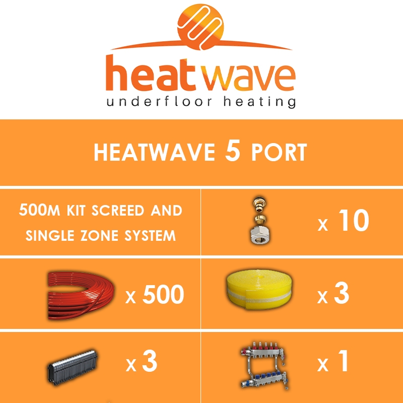 Heatwave 5 Port-500m Kit Screed and Single Zone System