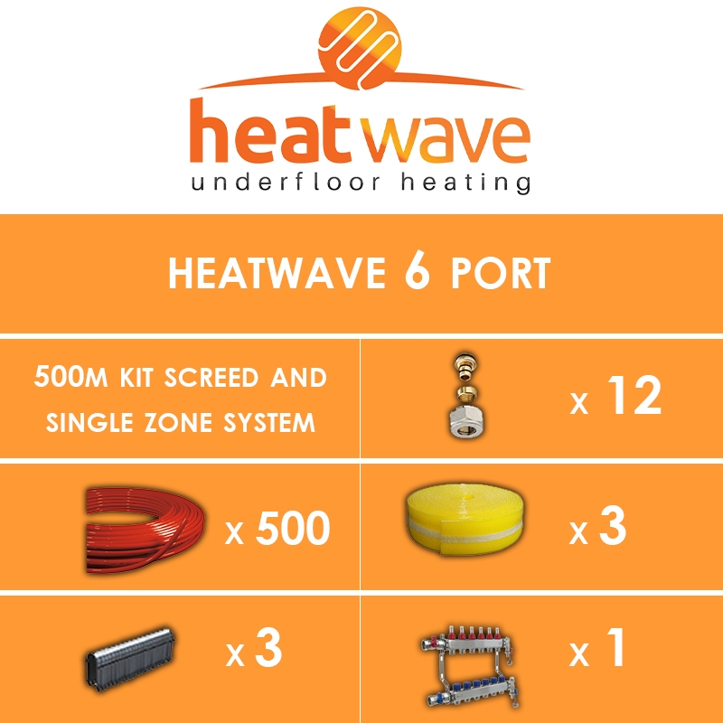 Heatwave 6 Port-500m Kit Screed and Single Zone System