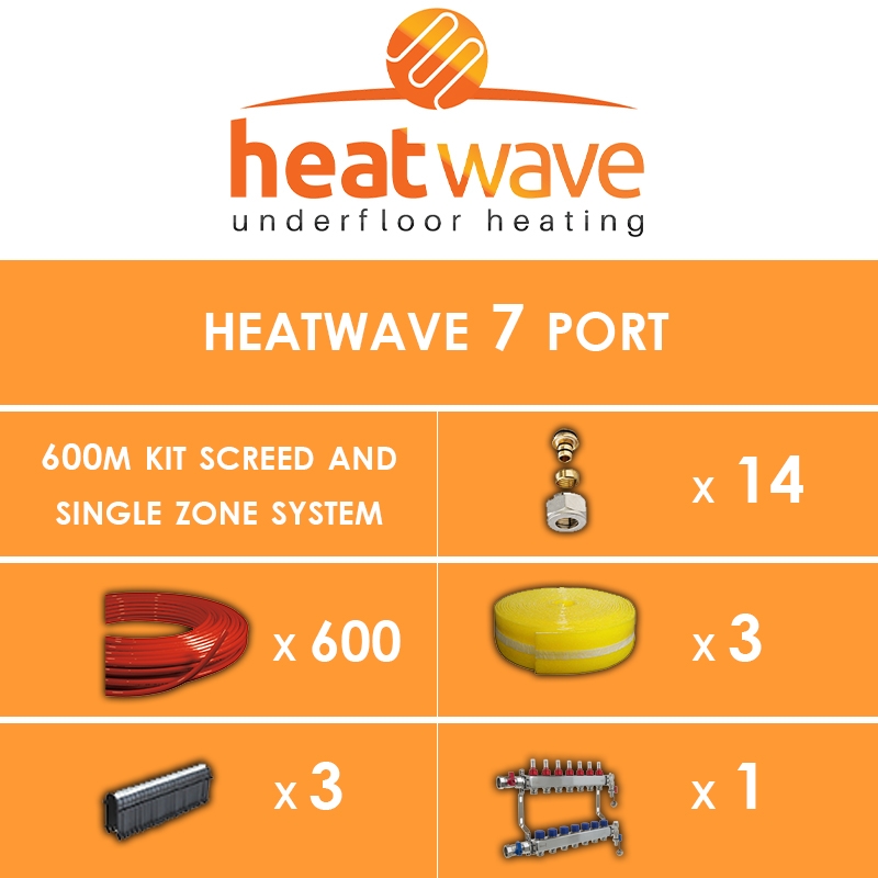 Heatwave 7 Port-600m Kit Screed and Single Zone System