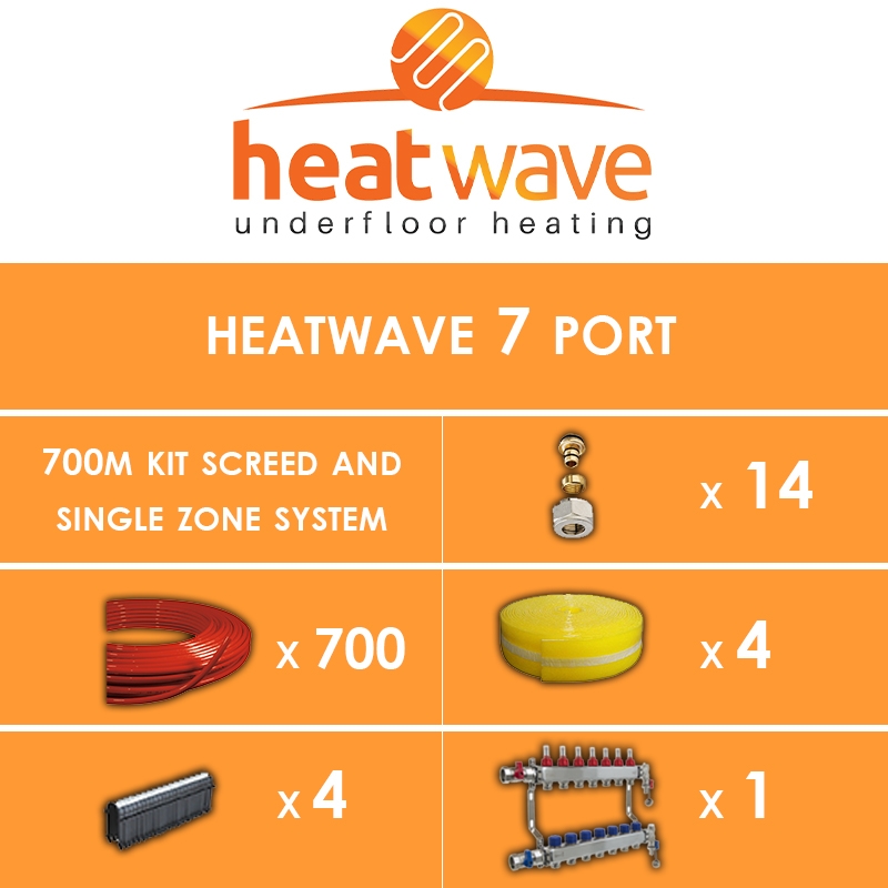 Heatwave 7 Port-700m Kit Screed and Single Zone System
