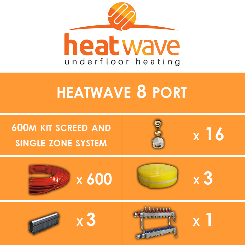 Heatwave 8 Port-600m Kit Screed and Single Zone System