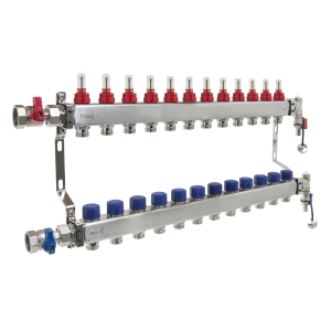 UFH Stainless Manifold 12 Port Kit Includes End Set and Ball Valves