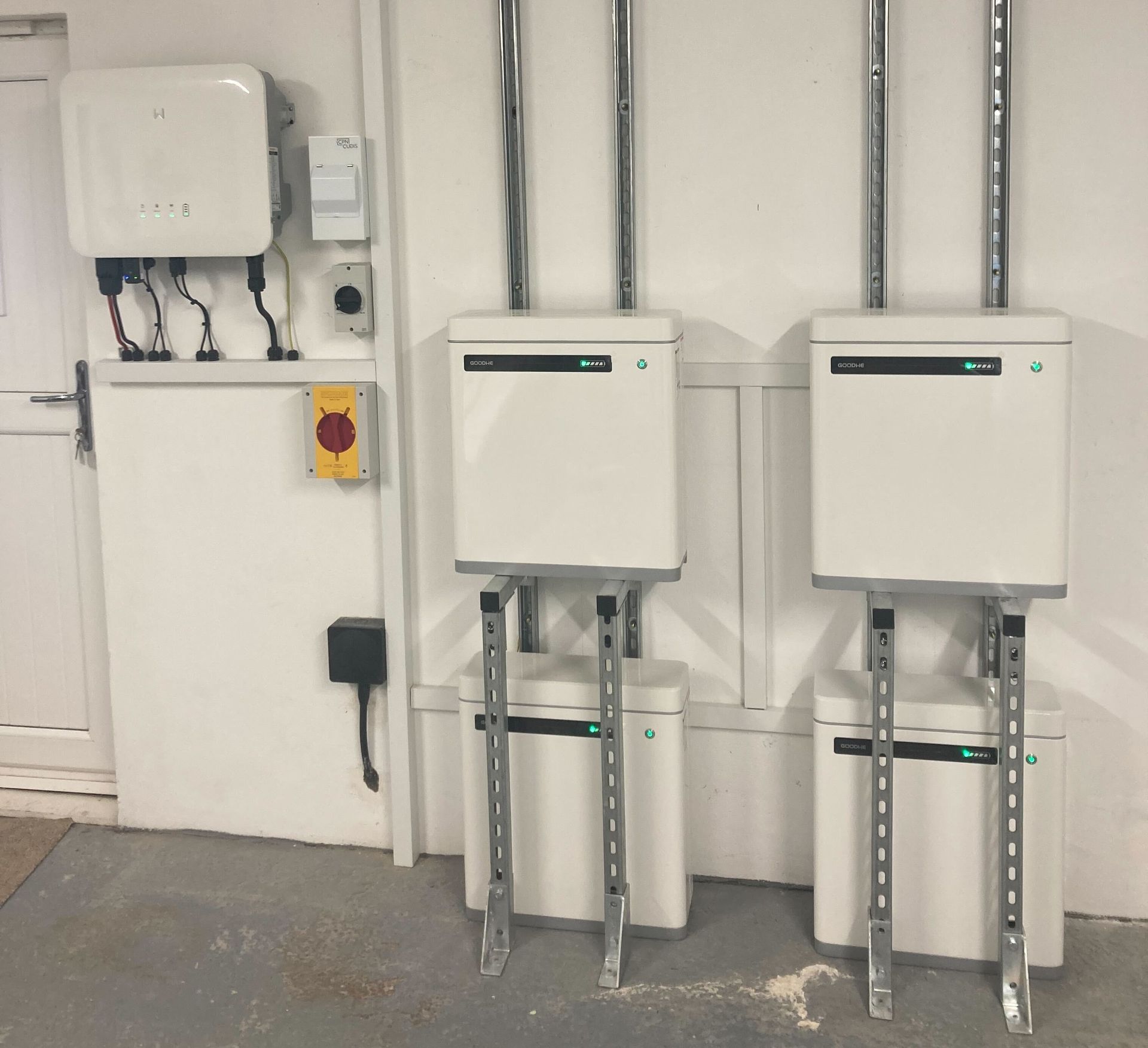 Inverter and battery storage units installed as part of an integrated home energy system