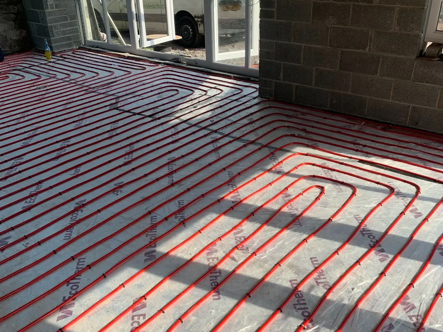 Underfloor heating installation at Cilrhiw Country House